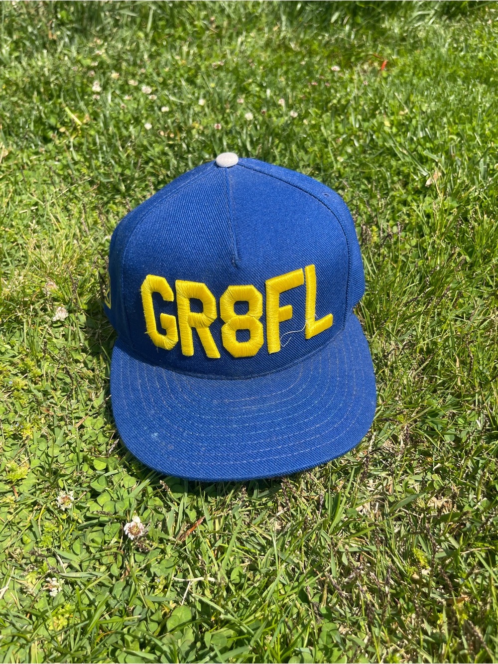 Grateful SnapBack Hat Blue and Yellow